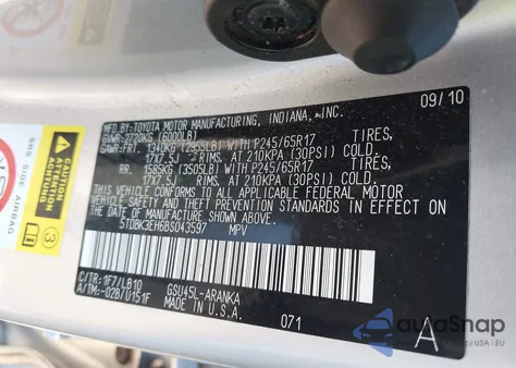 2011 Toyota Highlander Se V6 z USA, uszkodzony, nr VIN 5TDBK3EH6BS043597